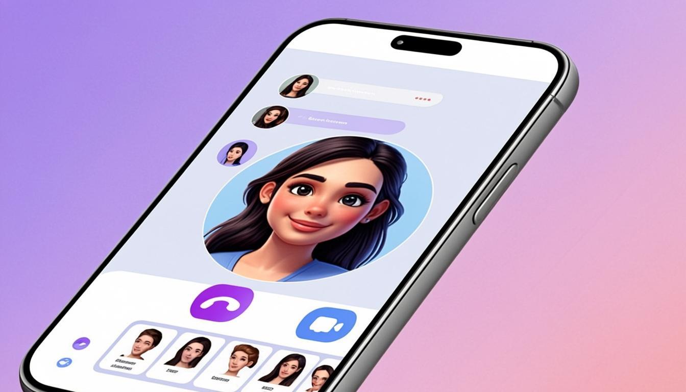 White Label AI Companion App showing chat interface, AI character avatar, and voice call button