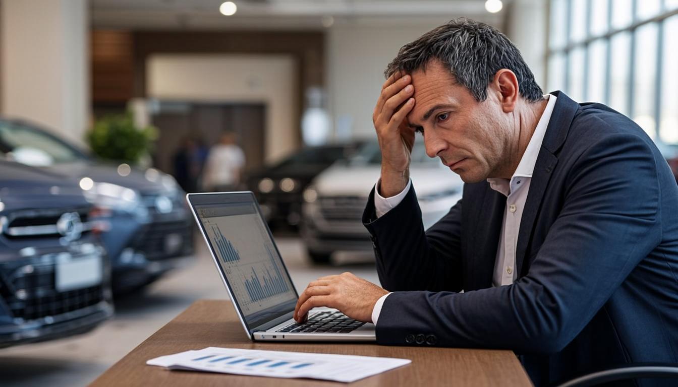 Frustrated car dealership owner with slow sales