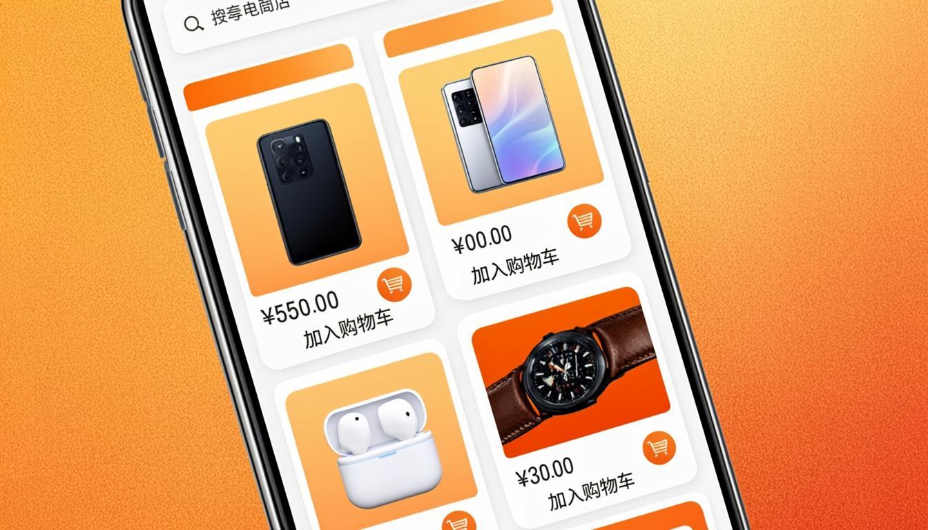 White Label E-commerce Marketplace app showing product grid, cart, and checkout