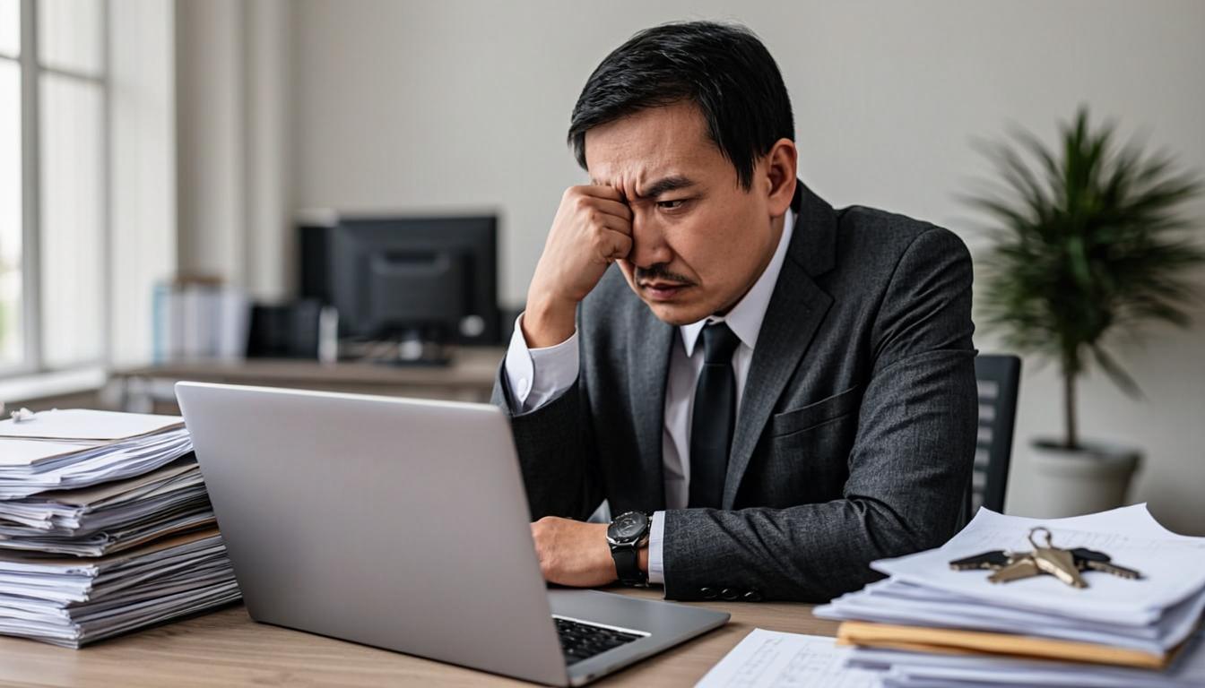 Frustrated property manager with vacant rental listings